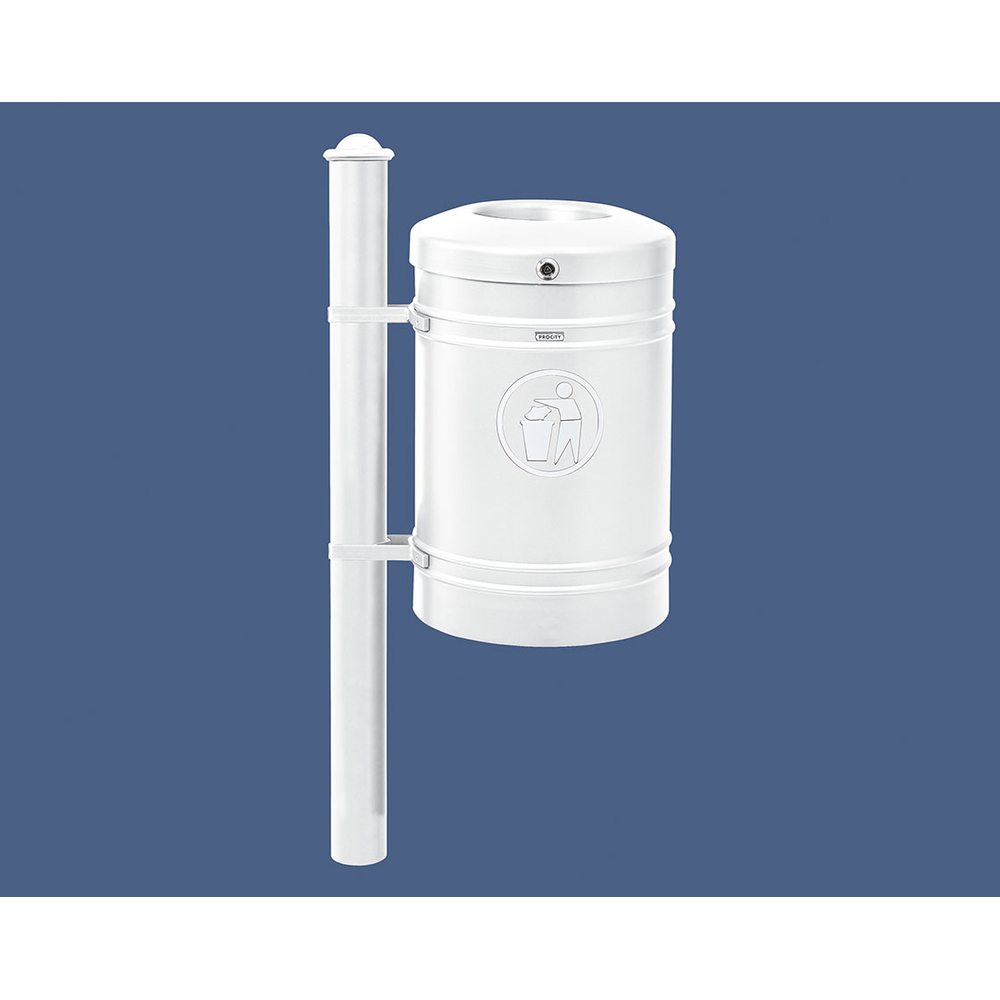 Corbeille Guyenne Agora 40 litres RAL9010 - Pied latéral - PROCITY - 208118.9010