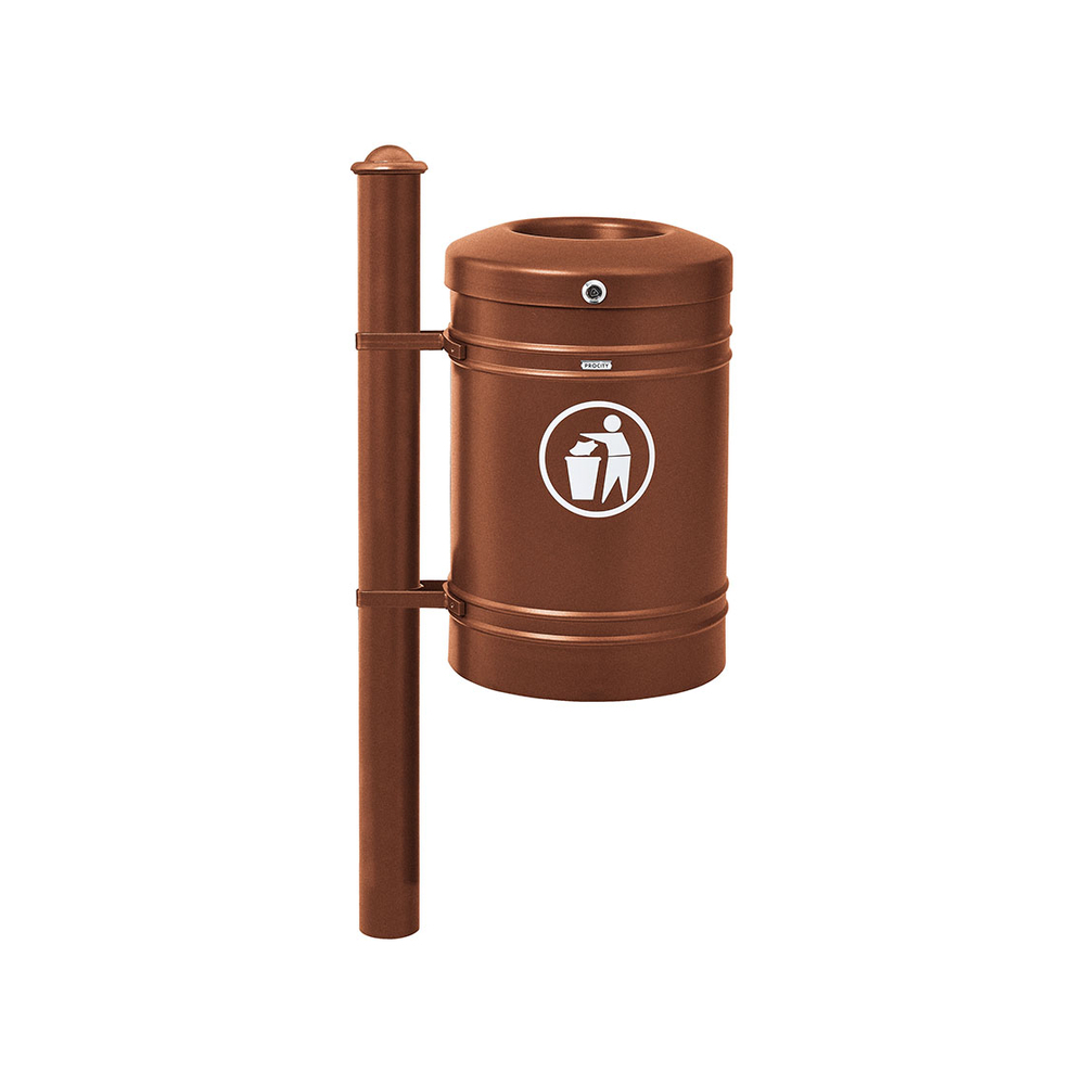 Corbeille Guyenne Agora 40 litres Aspect Corten - Pied latéral - PROCITY - 208118.S025