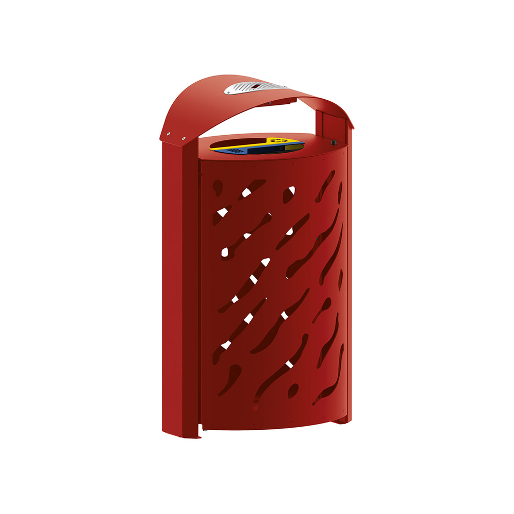 Corbeille Venise Tri sélectif 2x60 litres RAL3004 - couvercle réhaussé et cendrier - PROCITY - 208123.3004