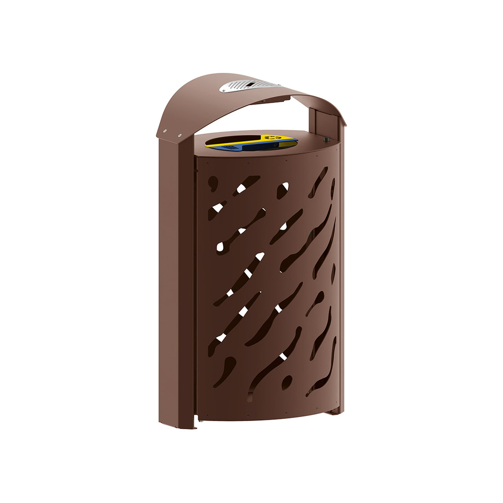 Corbeille Venise Tri sélectif 2x60 litres RAL8017 - couvercle réhaussé et cendrier - PROCITY - 208123.8017