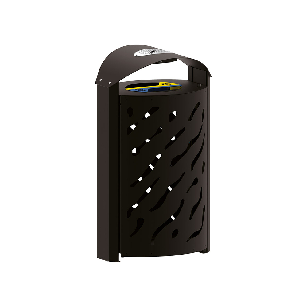 Corbeille Venise Tri sélectif 2x60 litres RAL9005 - couvercle réhaussé et cendrier - PROCITY - 208123.9005