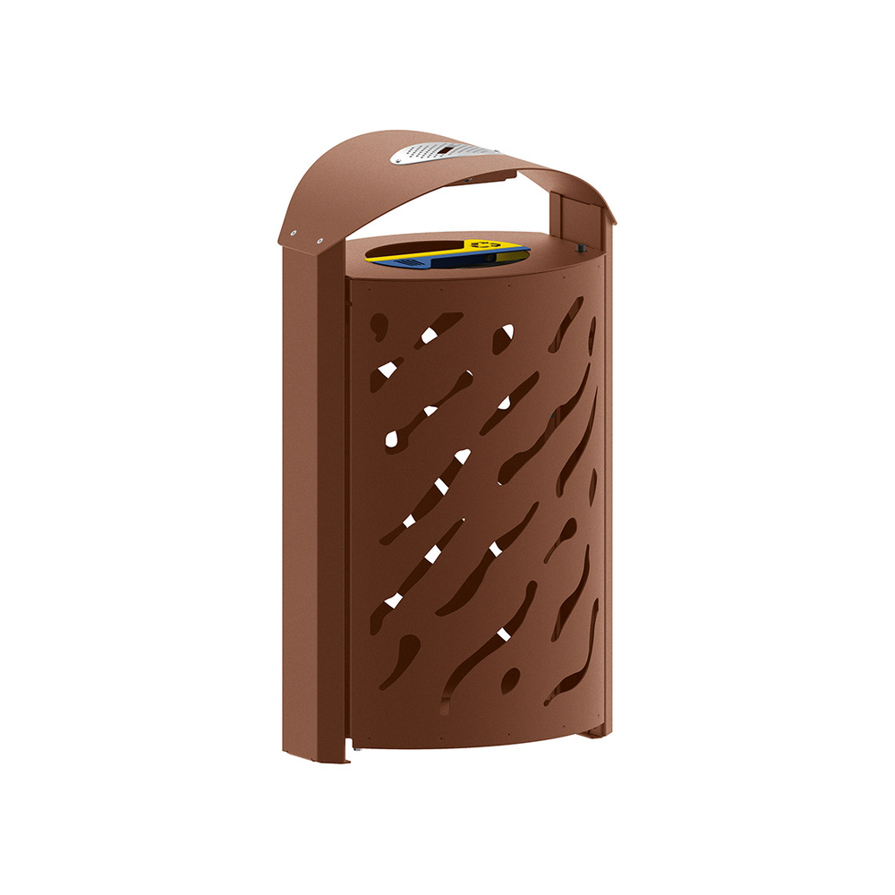 Corbeille Venise Tri sélectif 2x60 litres Aspect Corten - couvercle réhaussé et cendrier - PROCITY - 208123.S025