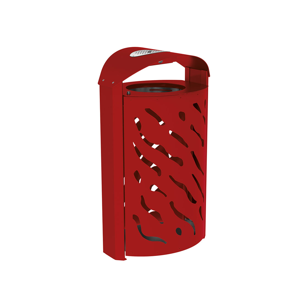 Corbeille Venise 120 litres RAL3004 - couvercle réhaussé et cendrier - PROCITY - 208126.3004