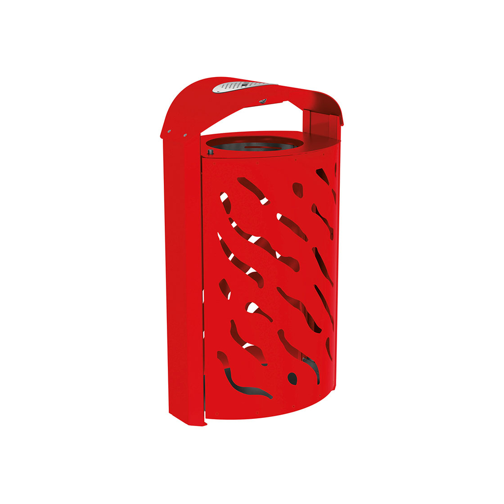 Corbeille Venise 120 litres RAL3020 - couvercle réhaussé et cendrier - PROCITY - 208126.3020