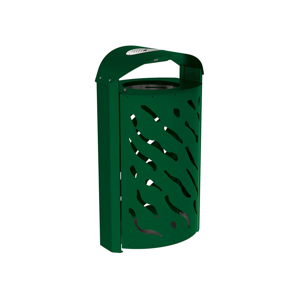 Corbeille Venise 120 litres RAL6005 - couvercle réhaussé et cendrier - PROCITY - 208126.6005