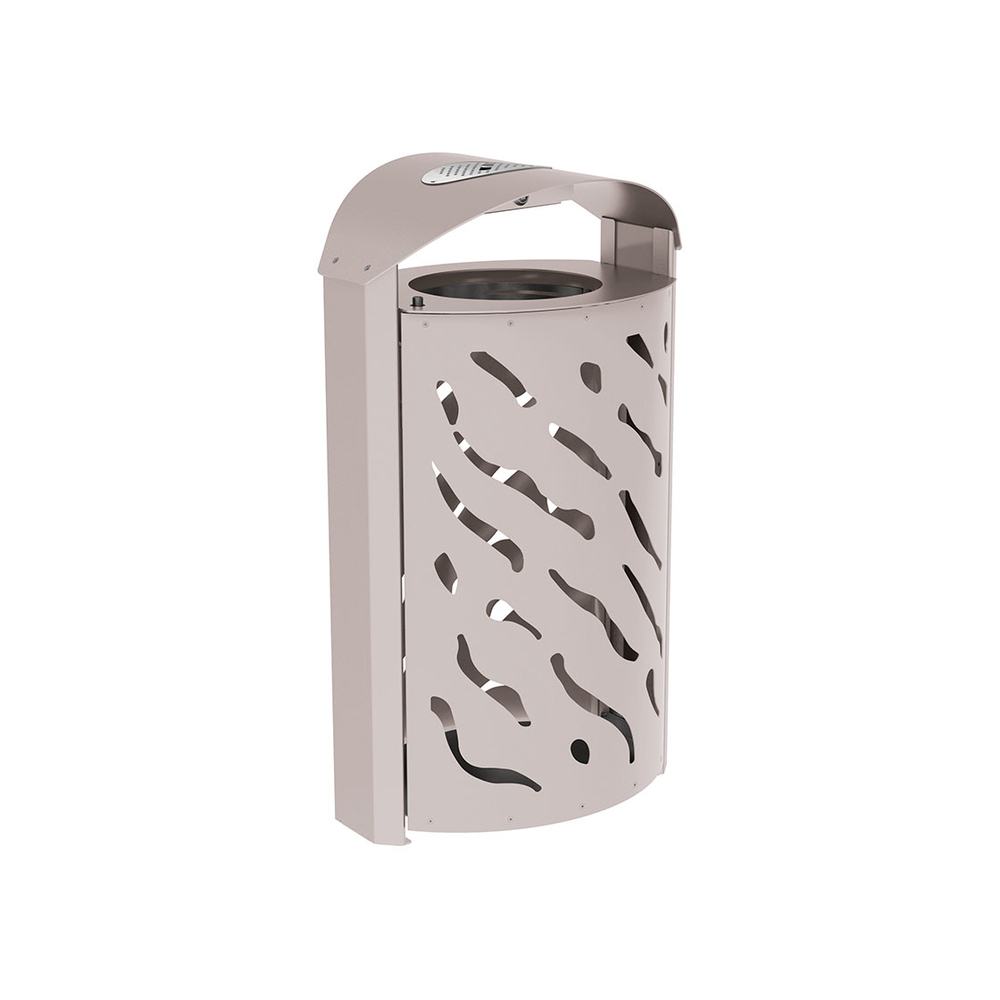 Corbeille Venise 120 litres RAL7044 - couvercle réhaussé et cendrier - PROCITY - 208126.7044