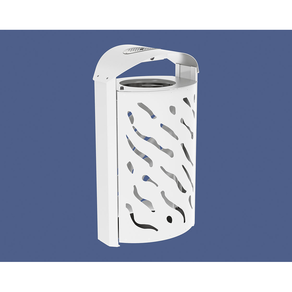 Corbeille Venise 120 litres RAL9010 - couvercle réhaussé et cendrier - PROCITY - 208126.9010