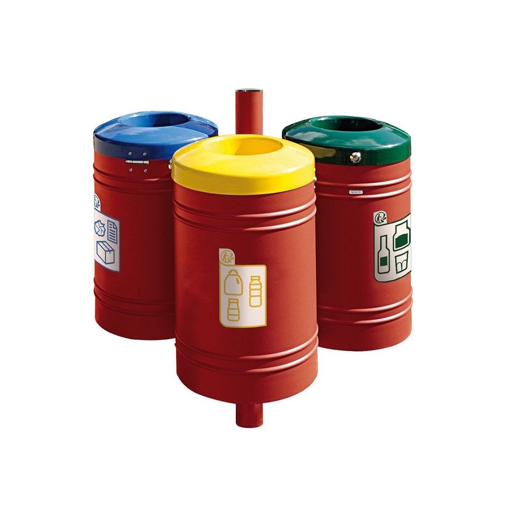 Corbeille Guyenne pour tri sélectif Inox brossé 40 litres RAL3004 - Corbeille initiale - PROCITY - 208133.3004