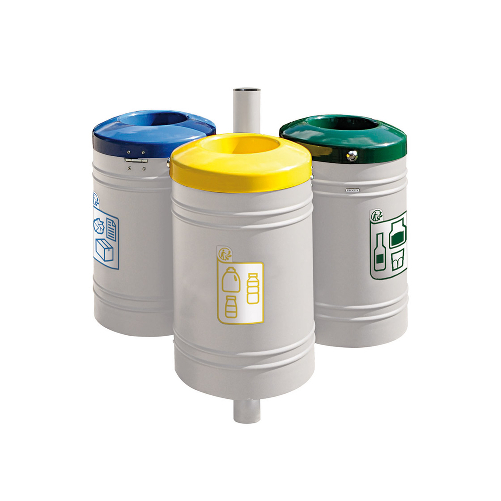 Corbeille Guyenne pour tri sélectif Inox brossé 40 litres RAL7044 - Corbeille initiale - PROCITY - 208133.7044