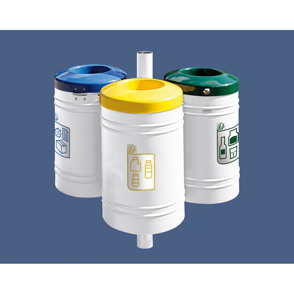 Corbeille Guyenne pour tri sélectif Inox brossé 40 litres RAL9010 - Corbeille initiale - PROCITY - 208133.9010