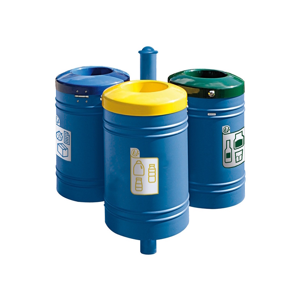 Corbeille Guyenne pour tri sélectif Agora 40 litres RAL5010 - Corbeille initiale - PROCITY - 208136.5010