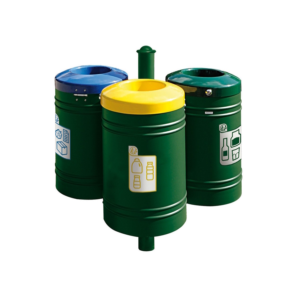 Corbeille Guyenne pour tri sélectif Agora 40 litres RAL6005 - Corbeille initiale - PROCITY - 208136.6005