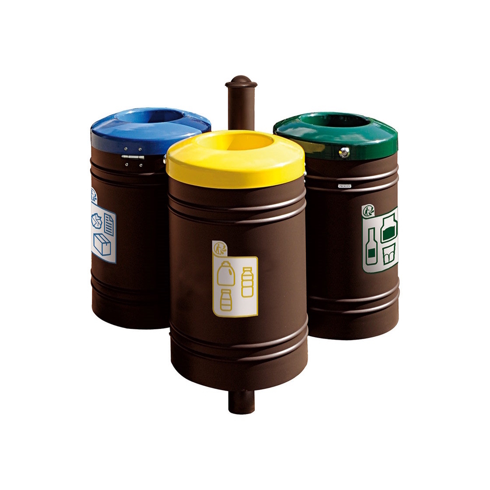 Corbeille Guyenne pour tri sélectif Agora 40 litres RAL8017 - Corbeille initiale - PROCITY - 208136.8017