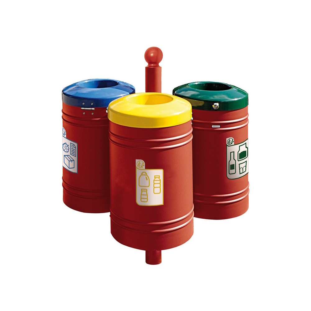 Corbeille Guyenne pour tri sélectif Boule 40 litres RAL3004 - Corbeille initiale - PROCITY - 208137.3004