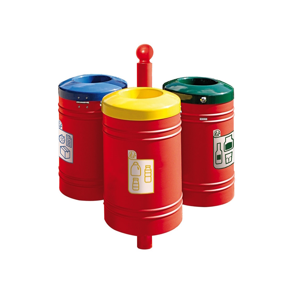 Corbeille Guyenne pour tri sélectif Boule 40 litres RAL3020 - Corbeille initiale - PROCITY - 208137.3020