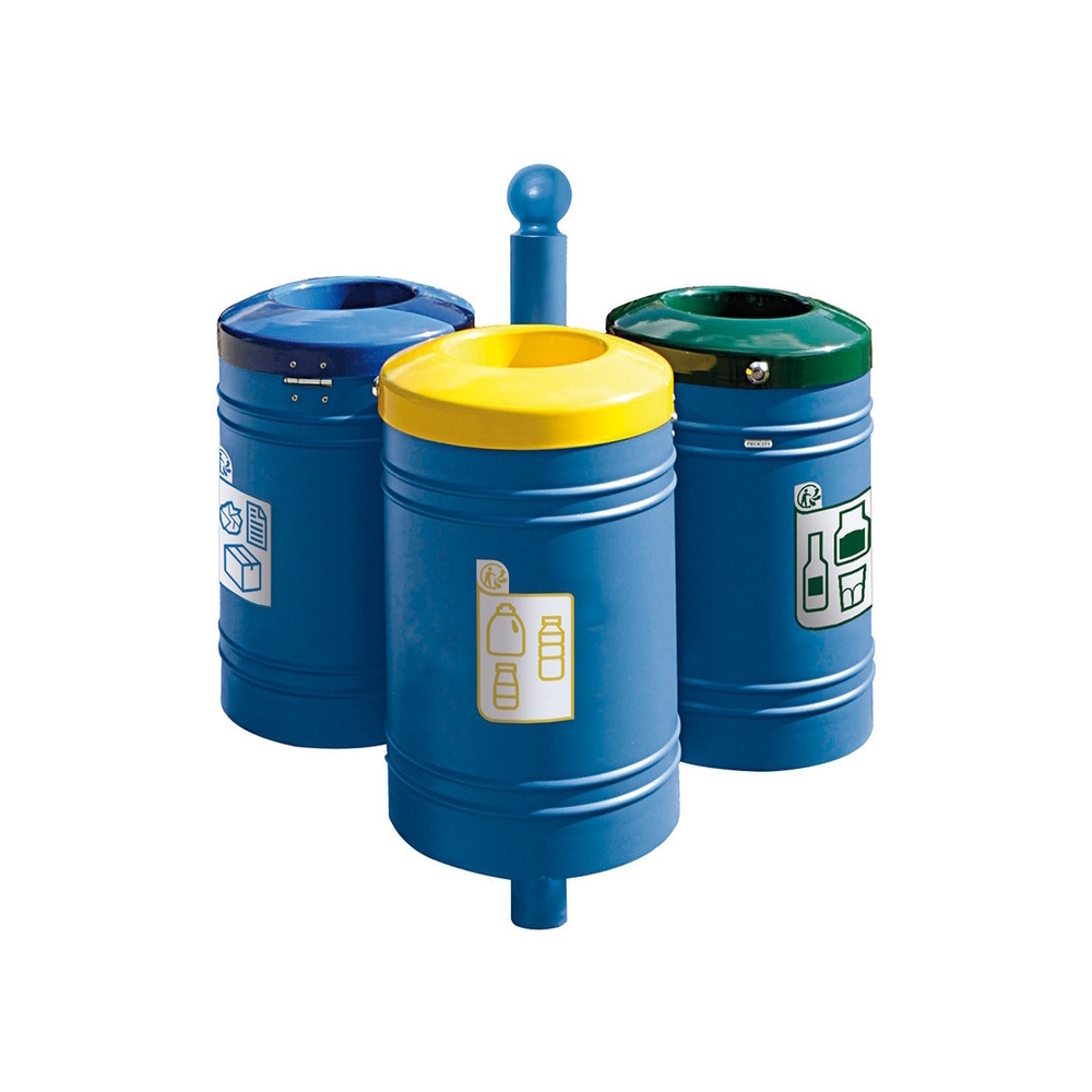 Corbeille Guyenne pour tri sélectif Boule 40 litres RAL5010 - Corbeille initiale - PROCITY - 208137.5010