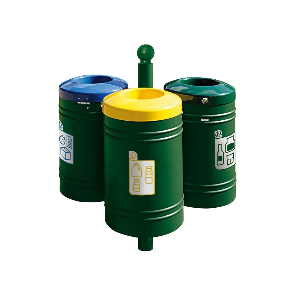 Corbeille Guyenne pour tri sélectif Boule 40 litres RAL6005 - Corbeille initiale - PROCITY - 208137.6005