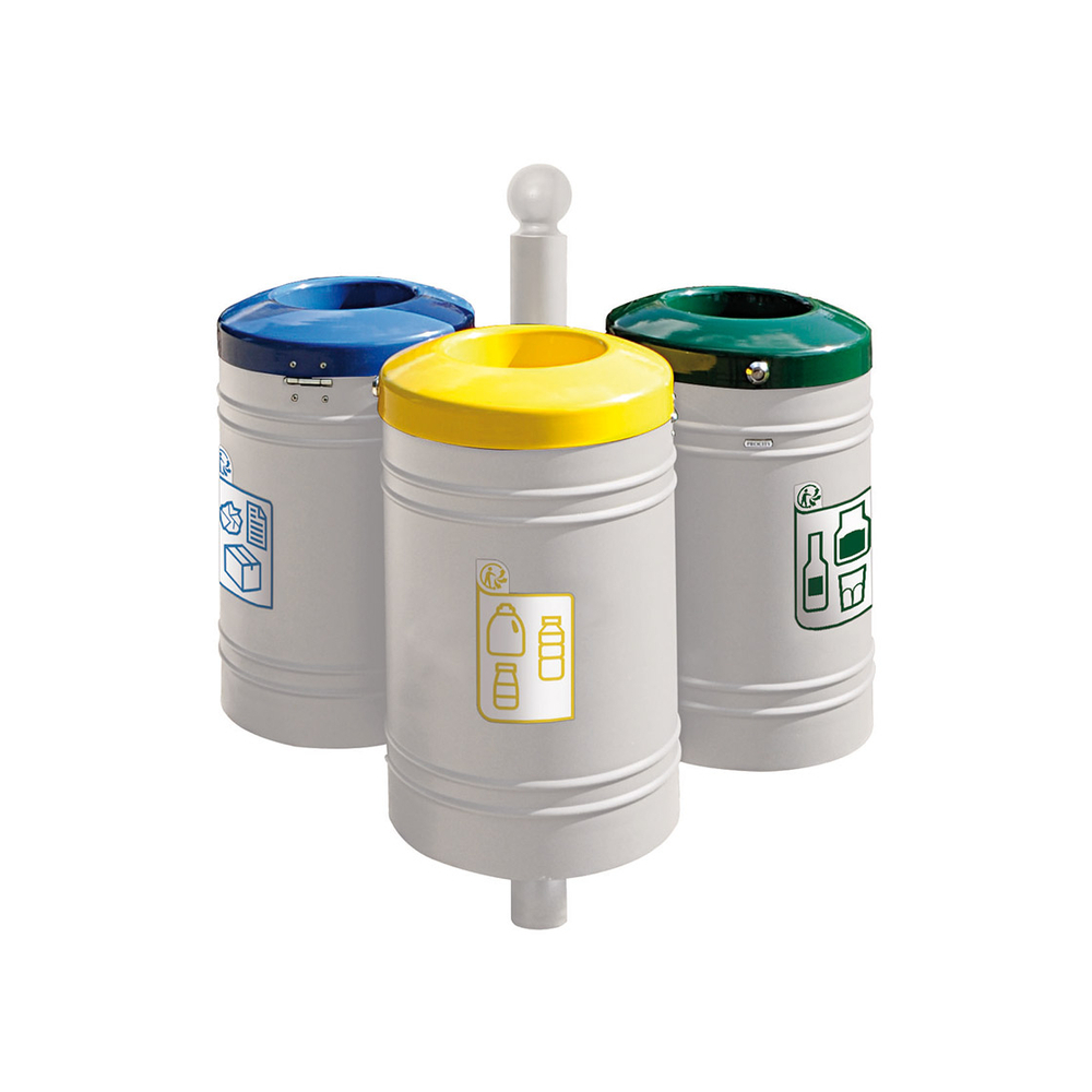 Corbeille Guyenne pour tri sélectif Boule 40 litres RAL7044 - Corbeille initiale - PROCITY - 208137.7044