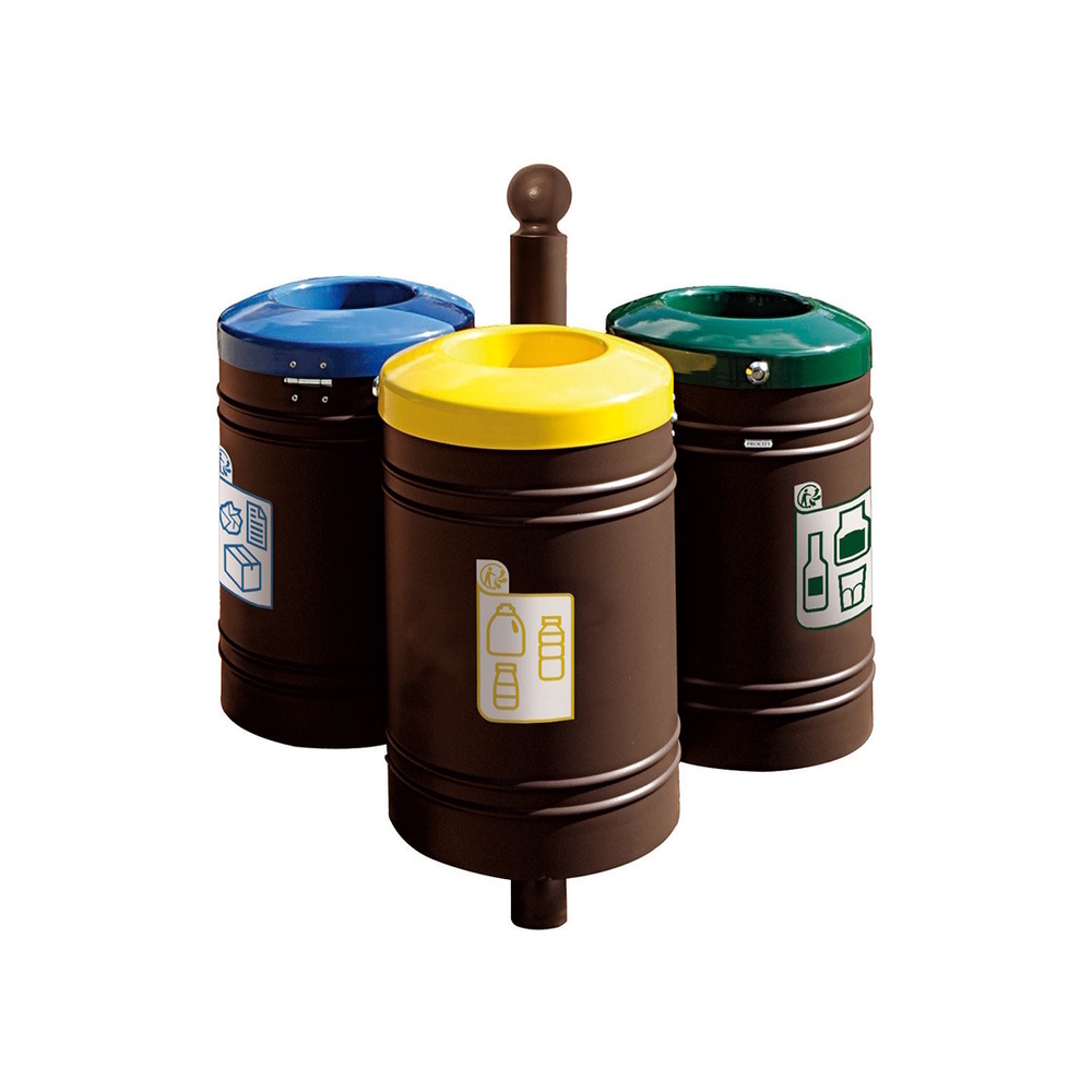 Corbeille Guyenne pour tri sélectif Boule 40 litres RAL8017 - Corbeille initiale - PROCITY - 208137.8017