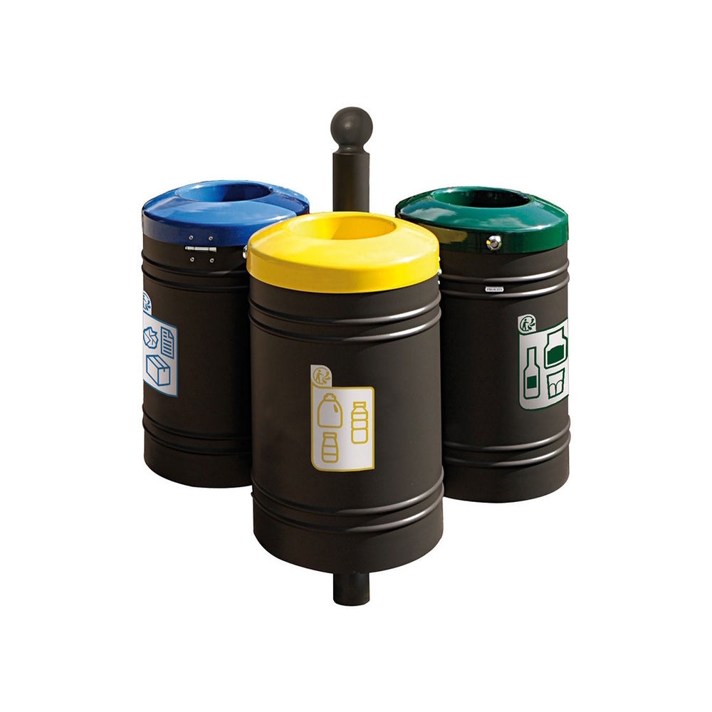 Corbeille Guyenne pour tri sélectif Boule 40 litres RAL9005 - Corbeille initiale - PROCITY - 208137.9005
