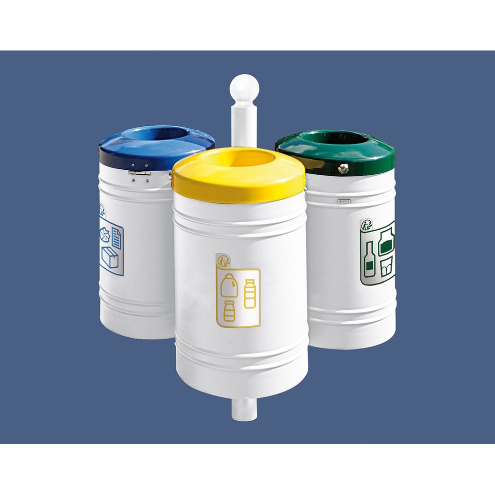 Corbeille Guyenne pour tri sélectif Boule 40 litres RAL9010 - Corbeille initiale - PROCITY - 208137.9010