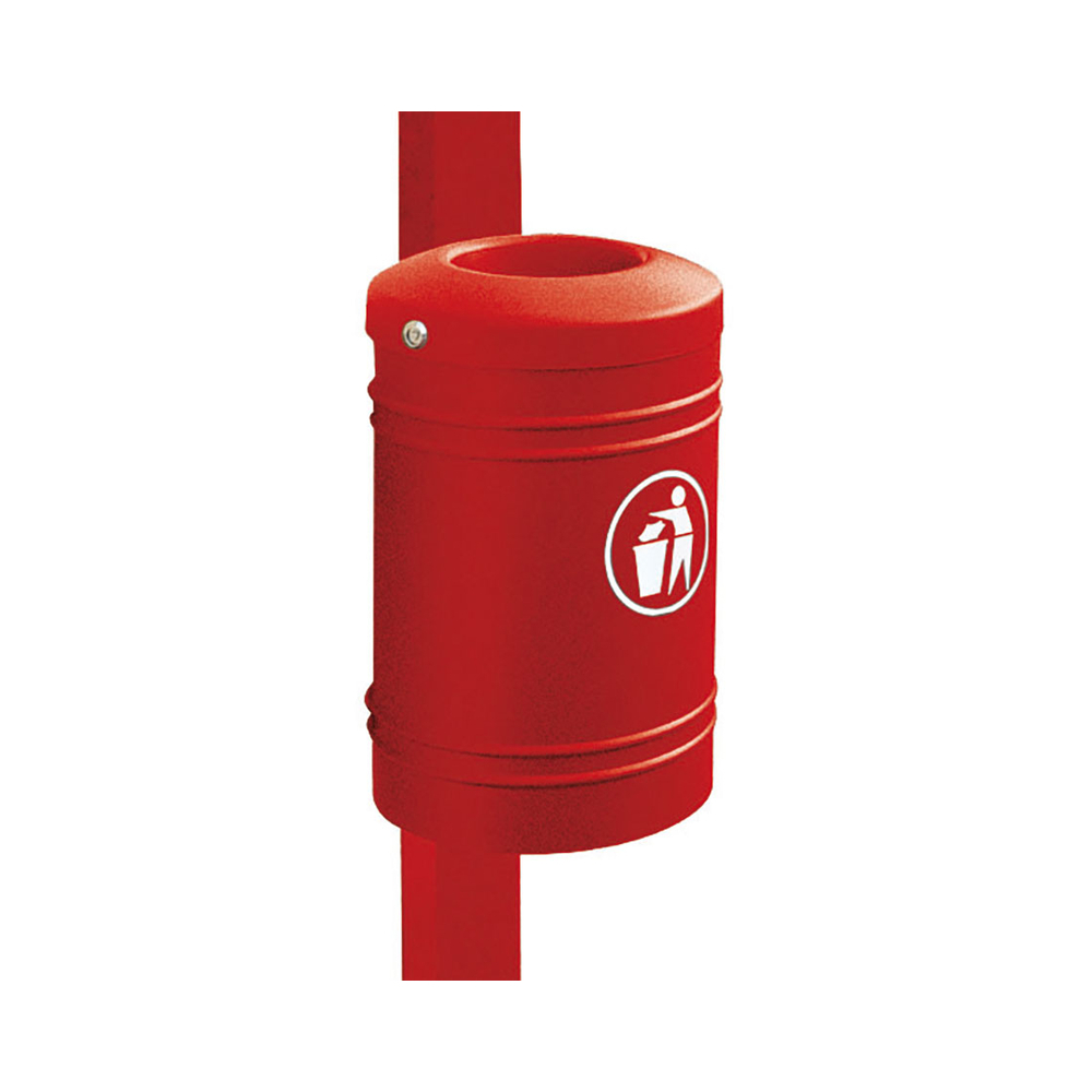 Corbeille Esterel 40 litres RAL3004 - Esterel sur poteau 80x80mm - PROCITY - 208141.3004