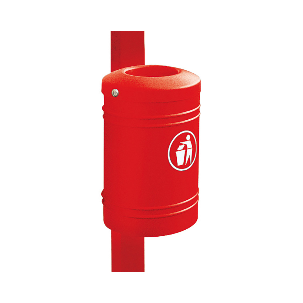 Corbeille Esterel 40 litres RAL3020 - Esterel sur poteau 80x80mm - PROCITY - 208141.3020