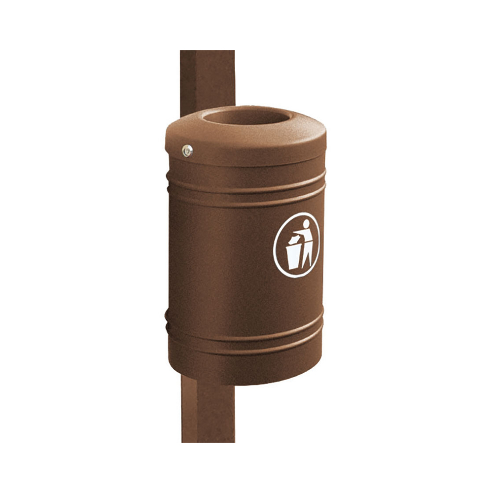 Corbeille Esterel 40 litres RAL8017 - Esterel sur poteau 80x80mm - PROCITY - 208141.8017