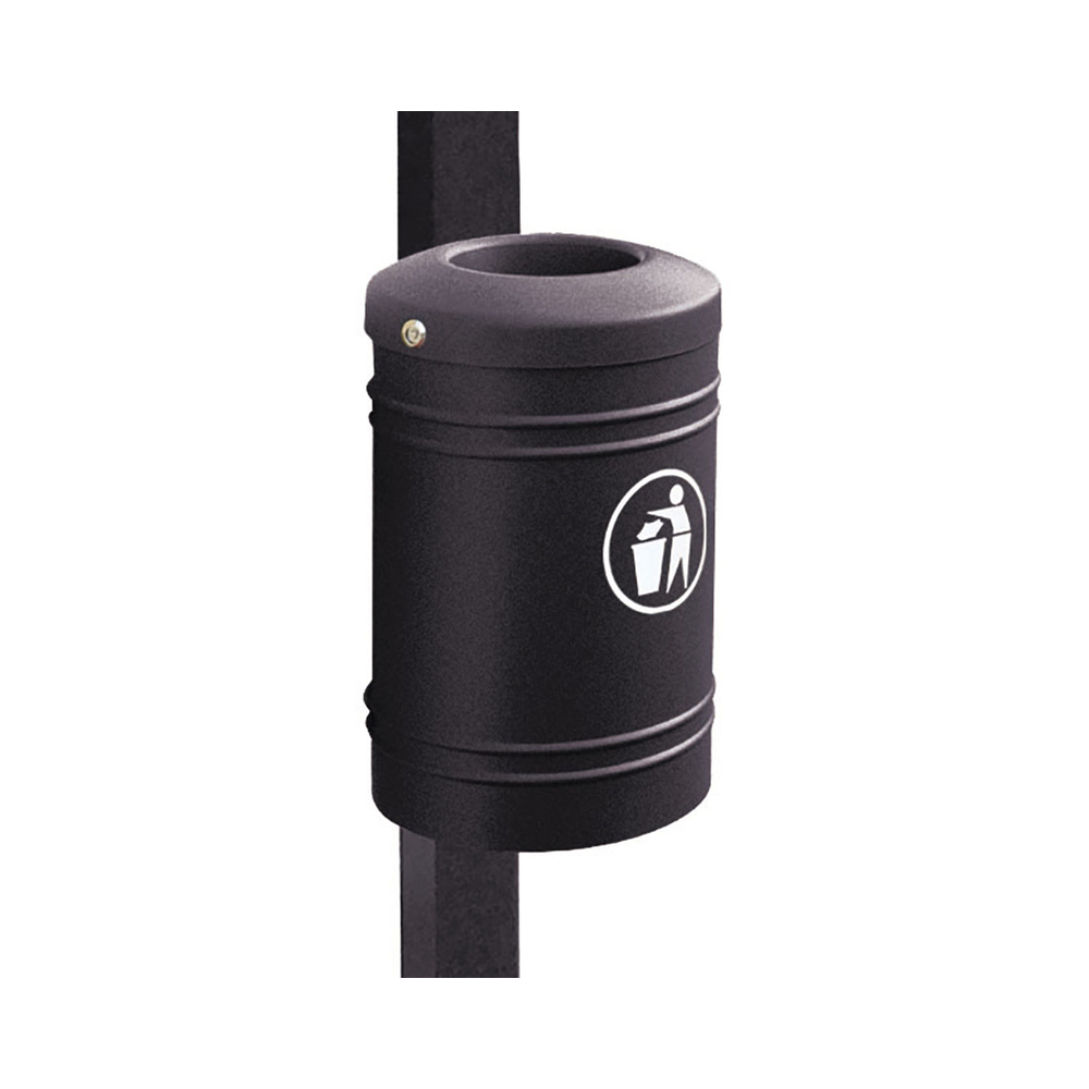 Corbeille Esterel 40 litres RAL9005 - Esterel sur poteau Ø76mm - PROCITY - 208142.9005