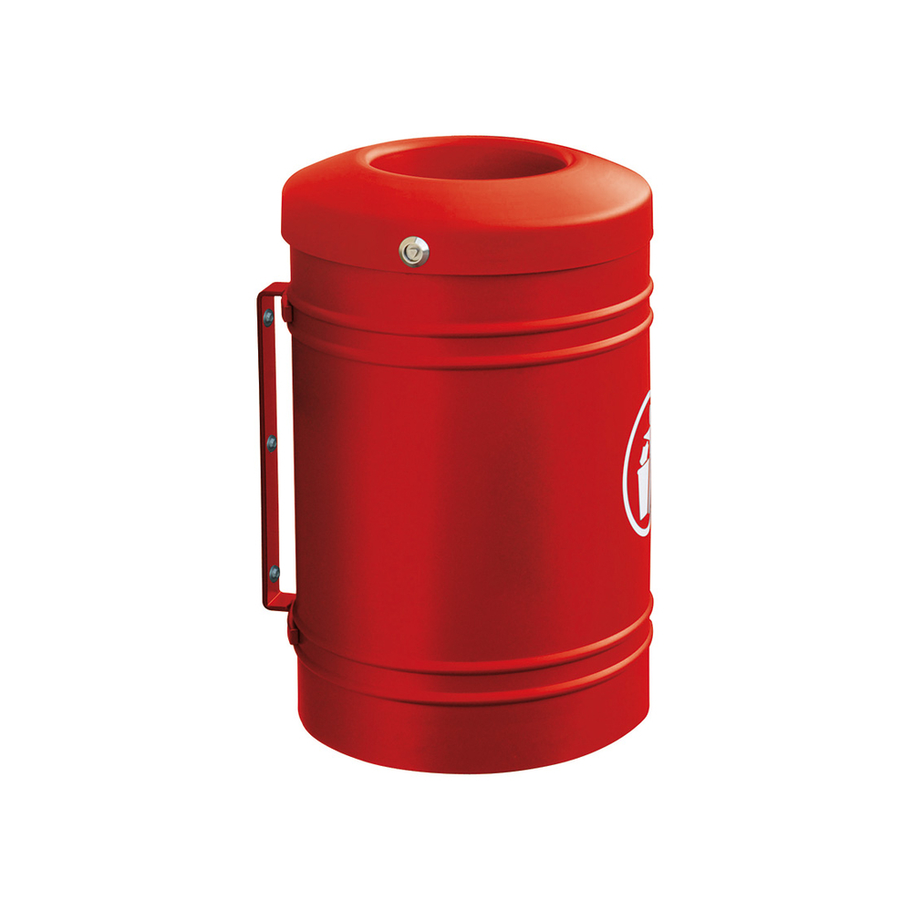 Corbeille Esterel 40 litres RAL3020 - Esterel support muRAL- PROCITY - 208150.3020