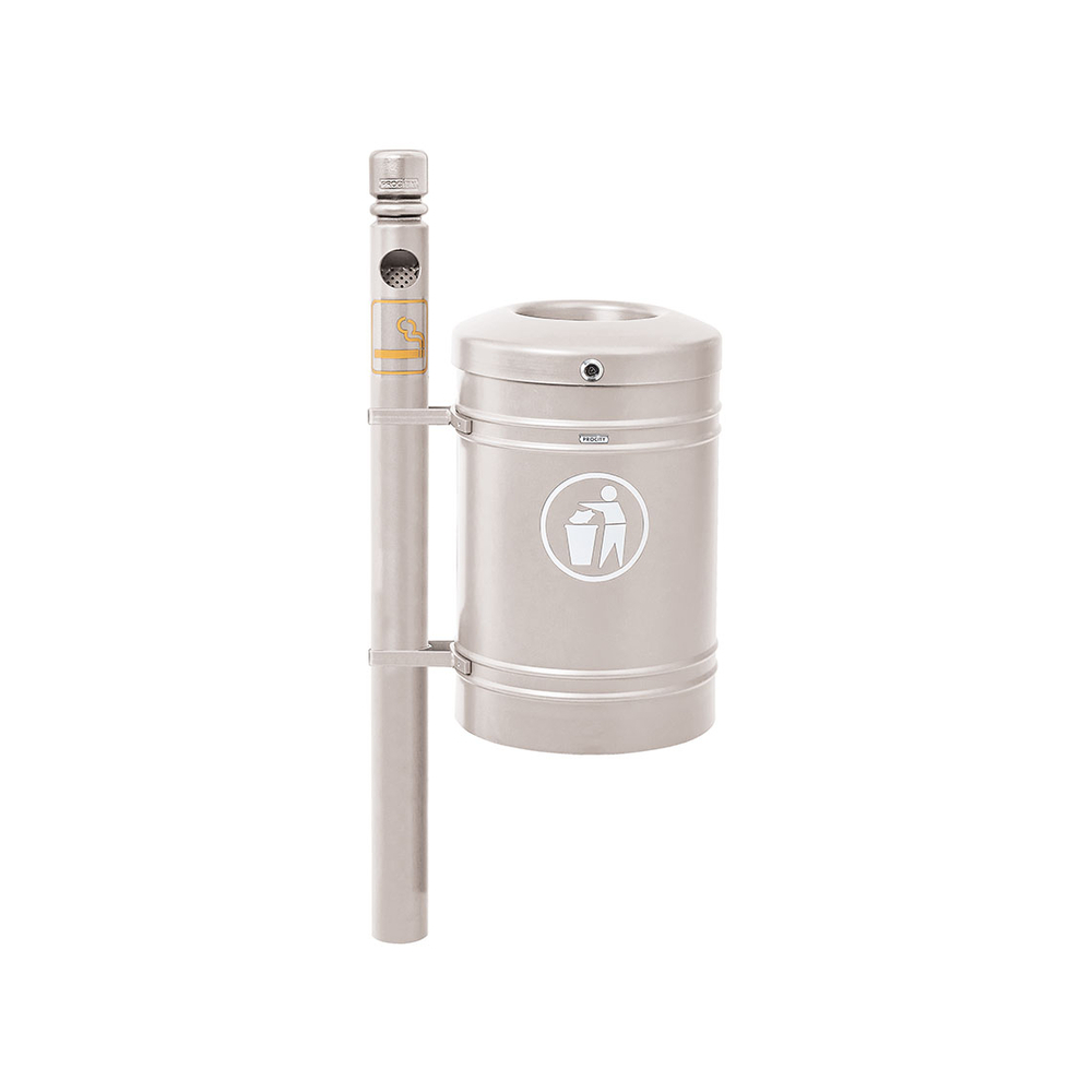 Corbeille Guyenne City 40 litres RAL7044 - Pied cendrier - PROCITY - 208165.7044