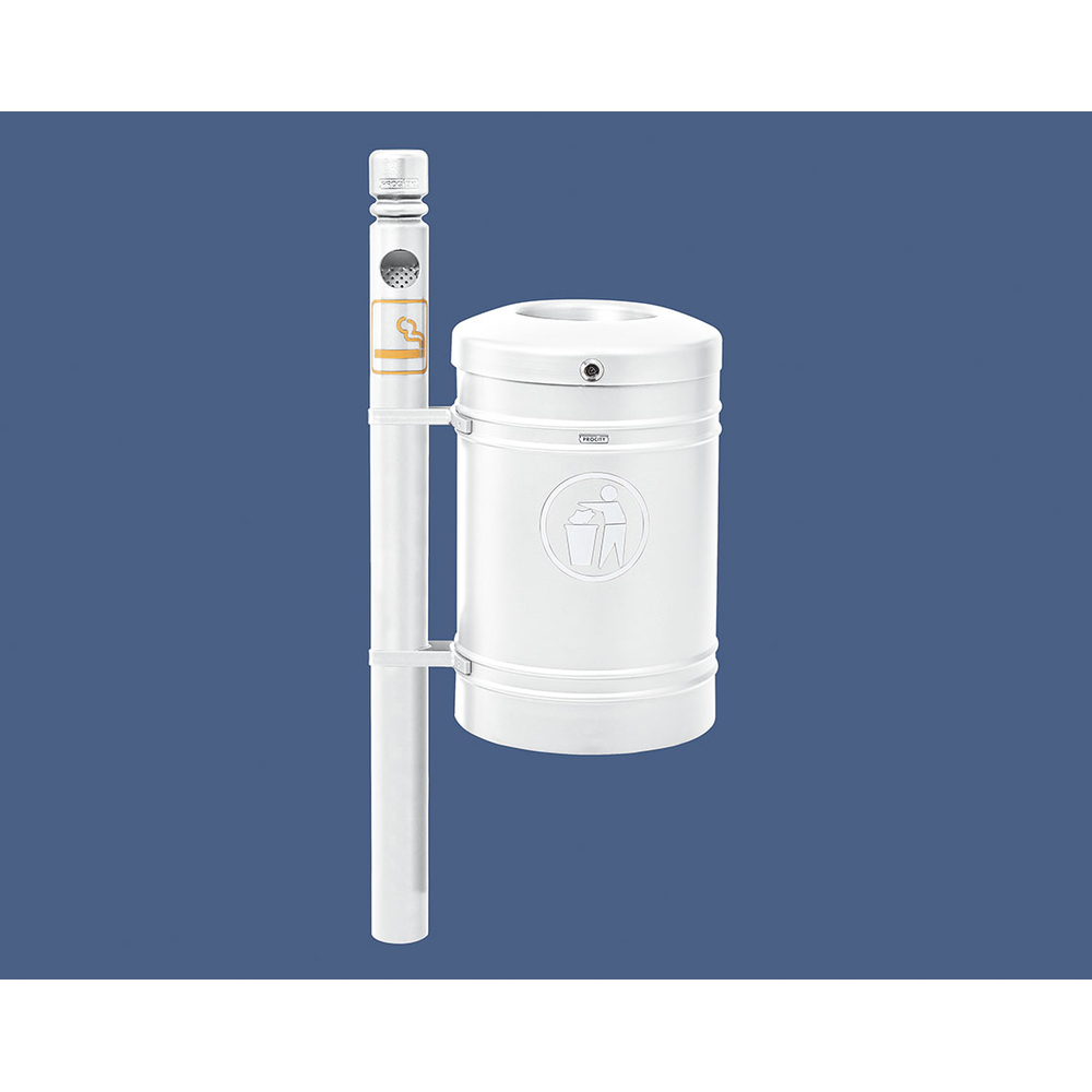 Corbeille Guyenne City 40 litres RAL9010 - Pied cendrier - PROCITY - 208165.9010