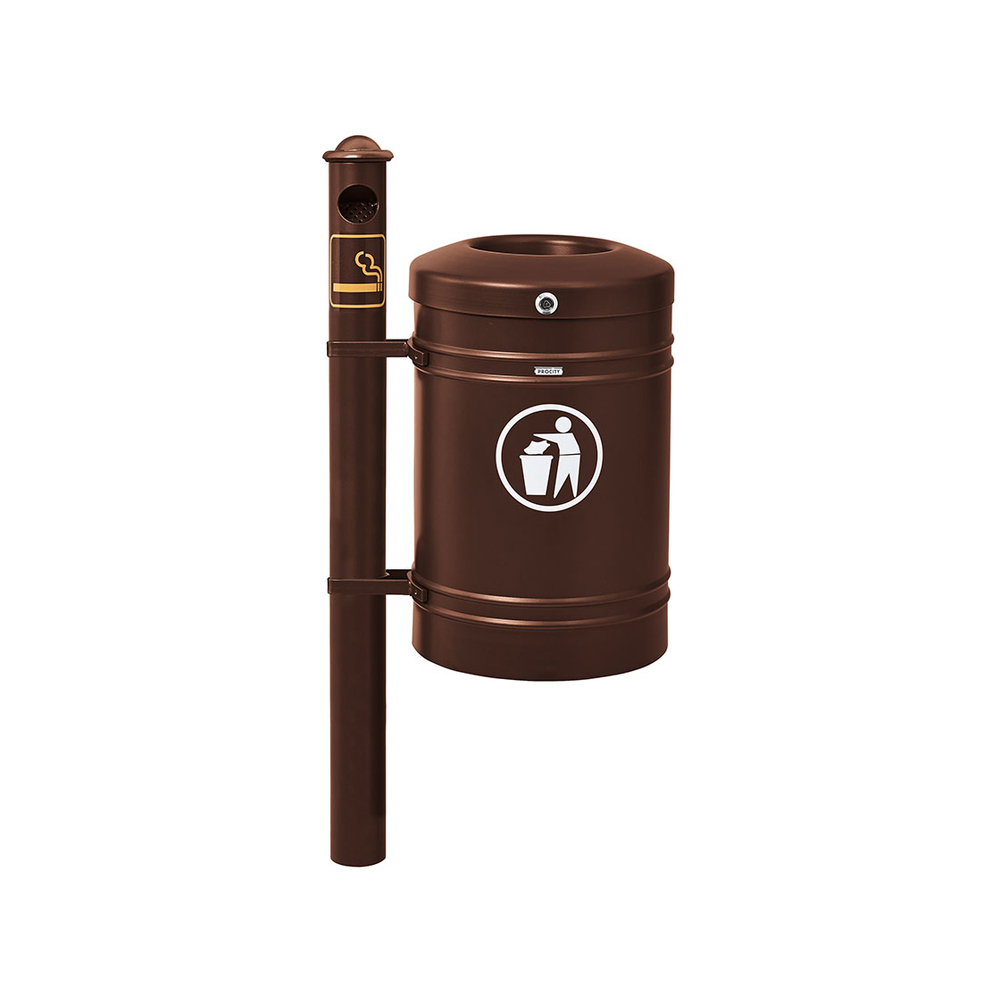 Corbeille Guyenne Agora 40 litres RAL8017 - Pied cendrier - PROCITY - 208166.8017