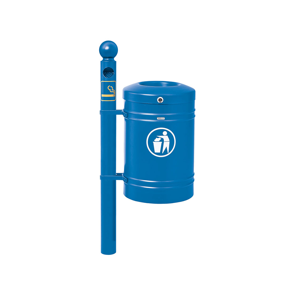 Corbeille Guyenne Boule 40 litres RAL5010 - Pied cendrier - PROCITY - 208167.5010