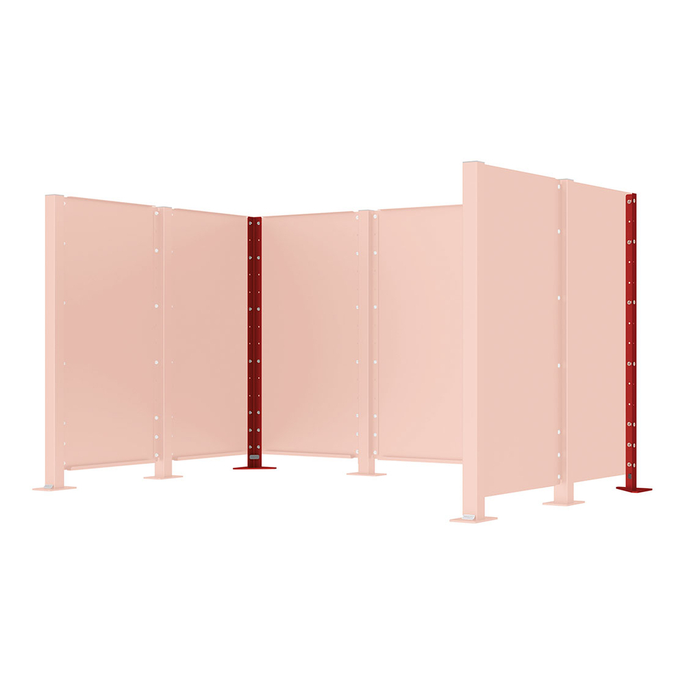 Poteau cache-conteneurs modulable peint sur Galva RAL3004 - Poteau d'angle sur platine fixe - PROCITY - 208182.3004