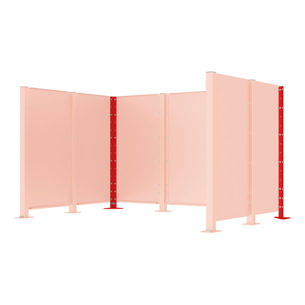 Poteau cache-conteneurs modulable peint sur Galva RAL3020 - Poteau d'angle sur platine fixe - PROCITY - 208182.3020