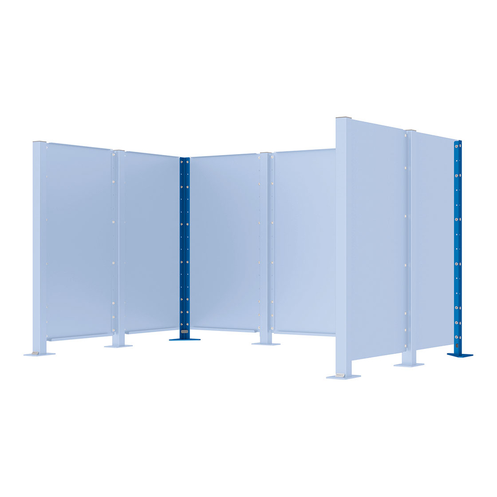 Poteau cache-conteneurs modulable peint sur Galva RAL5010 - Poteau d'angle sur platine fixe - PROCITY - 208182.5010