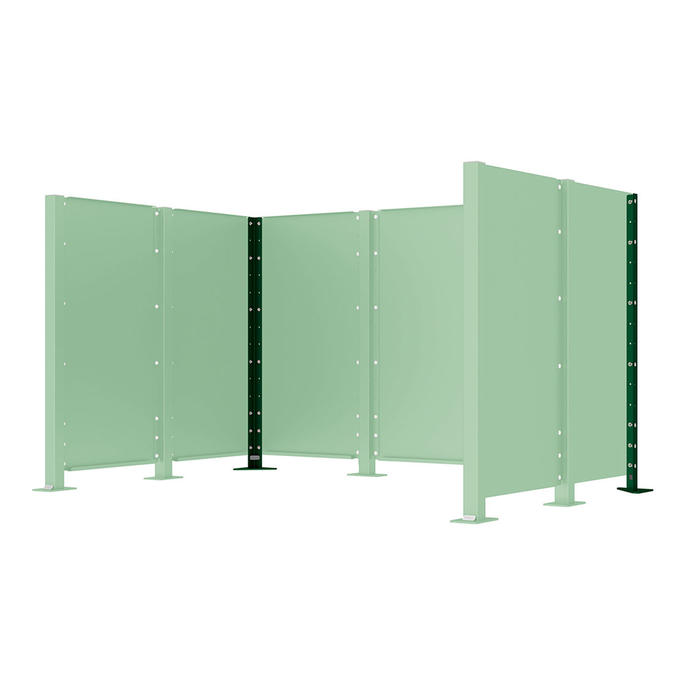 Poteau cache-conteneurs modulable peint sur Galva RAL6005 - Poteau d'angle sur platine fixe - PROCITY - 208182.6005