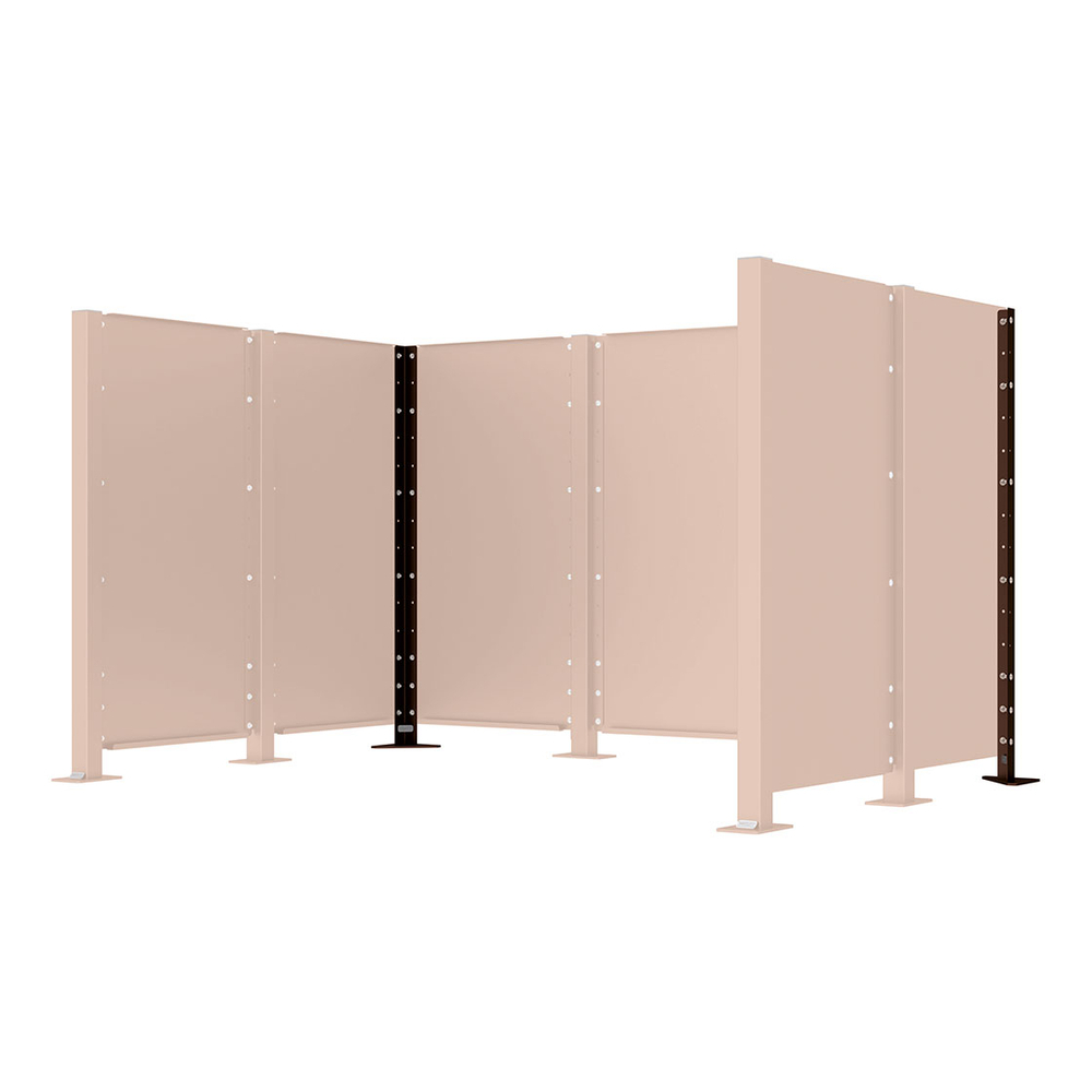 Poteau cache-conteneurs modulable peint sur Galva RAL8017 - Poteau d'angle sur platine fixe - PROCITY - 208182.8017