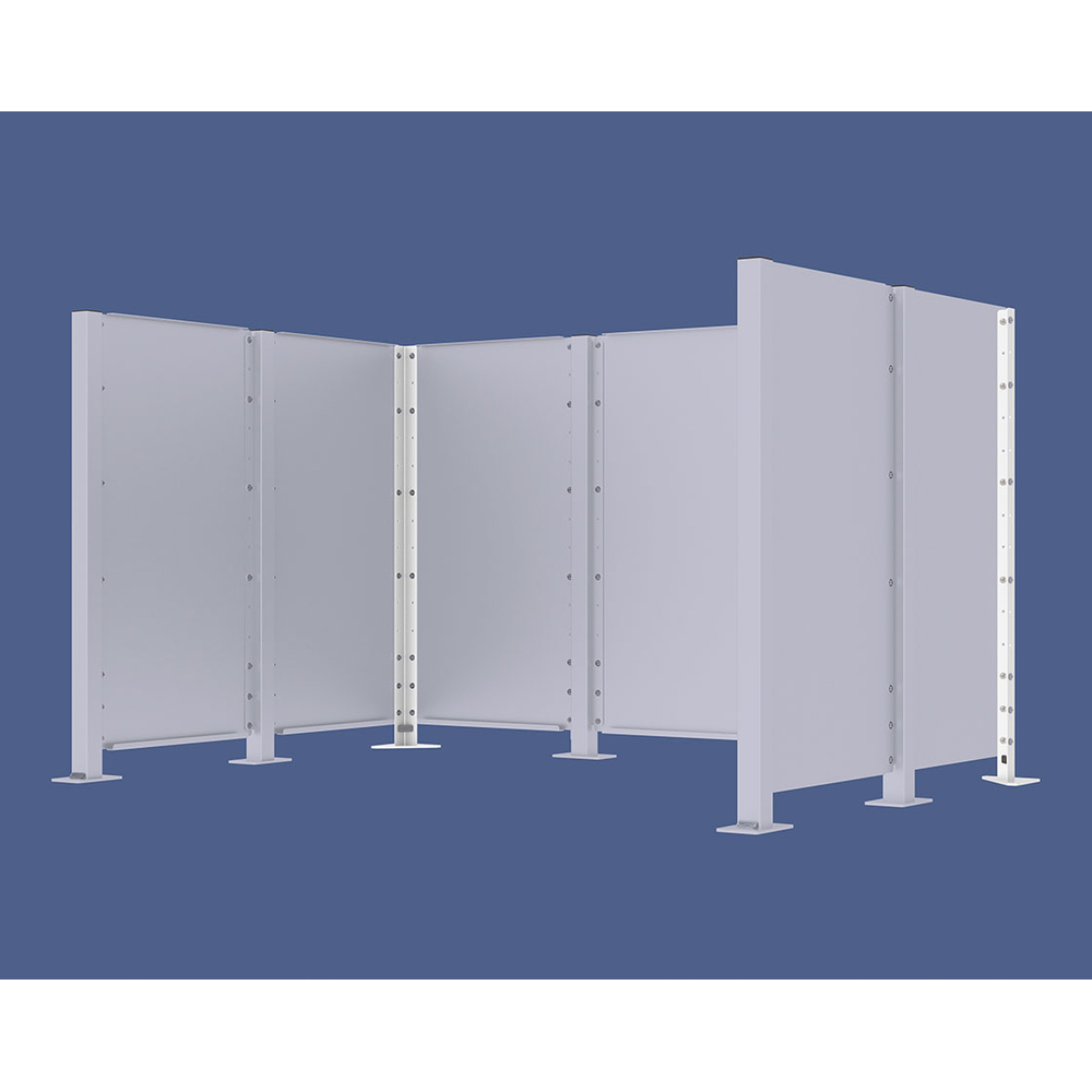 Poteau cache-conteneurs modulable peint sur Galva RAL9010 - Poteau d'angle sur platine fixe - PROCITY - 208182.9010