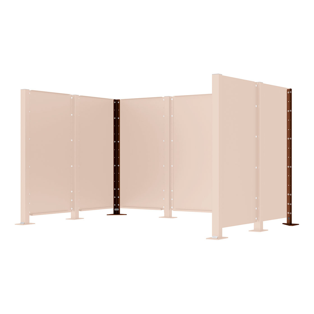 Poteau cache-conteneurs modulable peint sur Galva Aspect Corten - Poteau d'angle sur platine fixe - PROCITY - 208182.S025