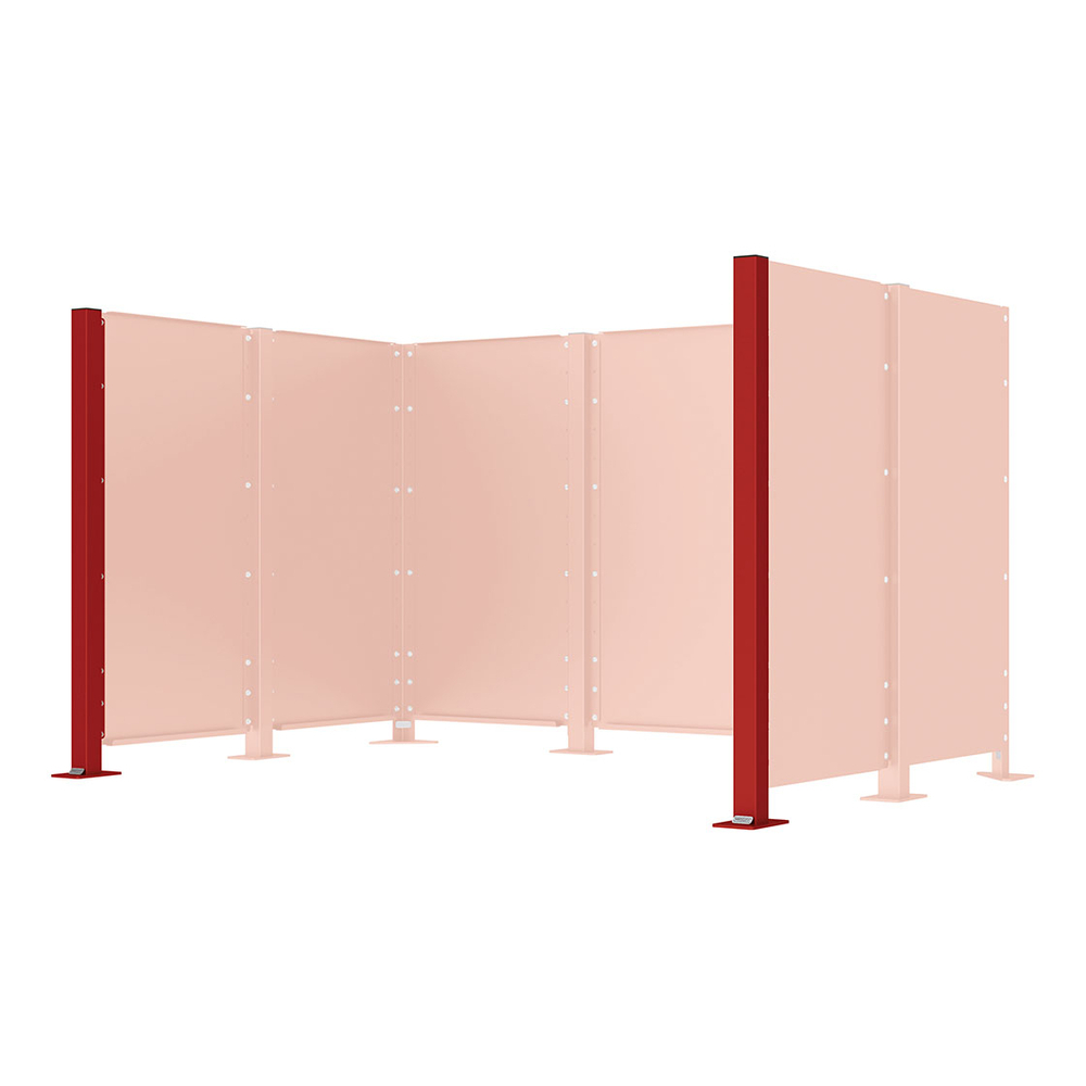 Poteau cache-conteneurs modulable peint sur Galva RAL3004 - Poteau d'extrémité sur platine fixe - PROCITY - 208184.3004