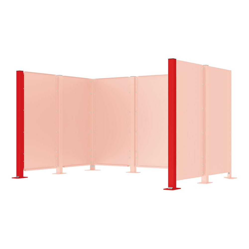 Poteau cache-conteneurs modulable peint sur Galva RAL3020 - Poteau d'extrémité sur platine fixe - PROCITY - 208184.3020