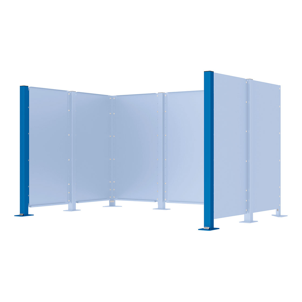 Poteau cache-conteneurs modulable peint sur Galva RAL5010 - Poteau d'extrémité sur platine fixe - PROCITY - 208184.5010