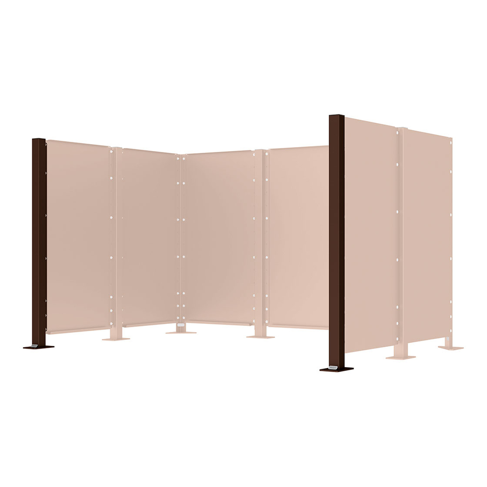Poteau cache-conteneurs modulable peint sur Galva RAL8017 - Poteau d'extrémité sur platine fixe - PROCITY - 208184.8017