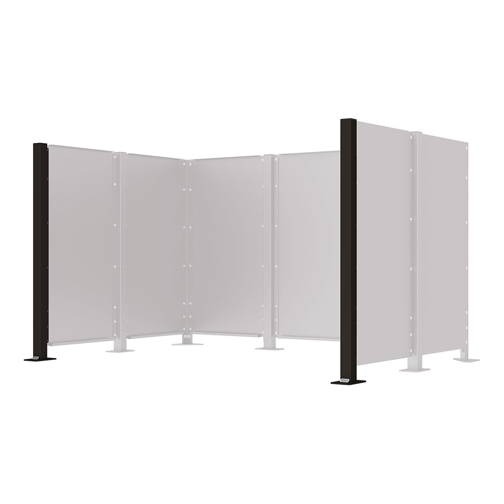 Poteau cache-conteneurs modulable peint sur Galva RAL9005 - Poteau d'extrémité sur platine fixe - PROCITY - 208184.9005