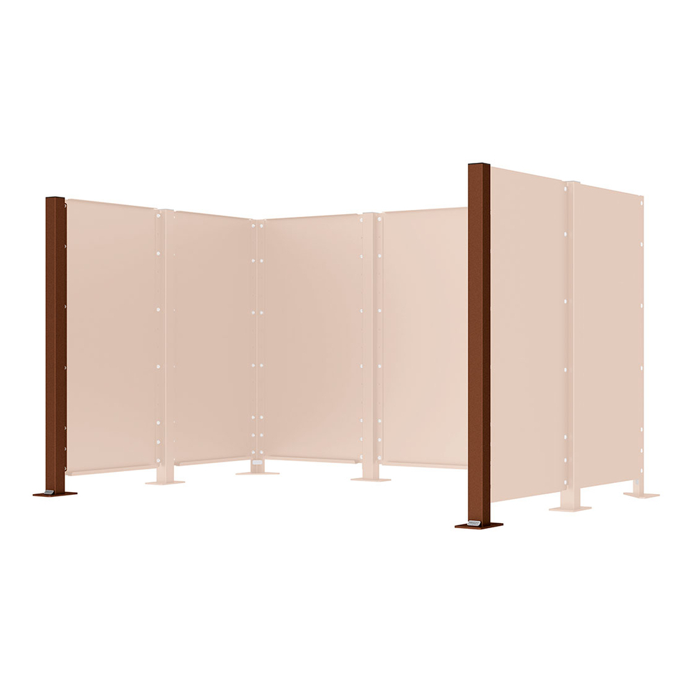 Poteau cache-conteneurs modulable peint sur Galva Aspect Corten - Poteau d'extrémité sur platine fixe - PROCITY - 208184.S025