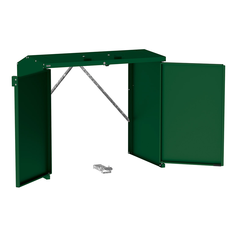 Abri conteneurs et biodéchets Berlin RAL6005 - Sans tôle de fond - Trappes monochromes - PROCITY - 208190.6005