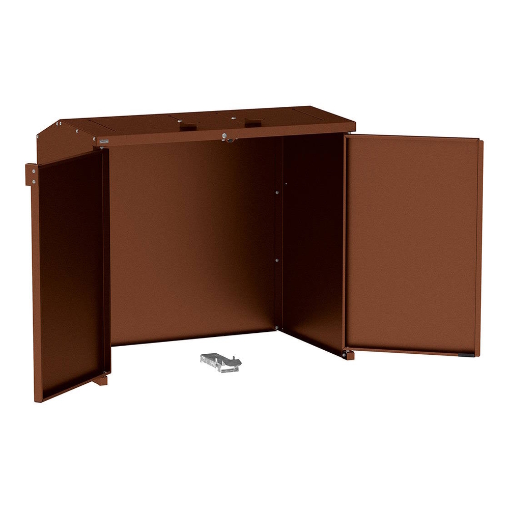 Abri conteneurs et biodéchets Berlin Aspect Corten - tôle de fond - Trappes monochromes - PROCITY - 208191.S025