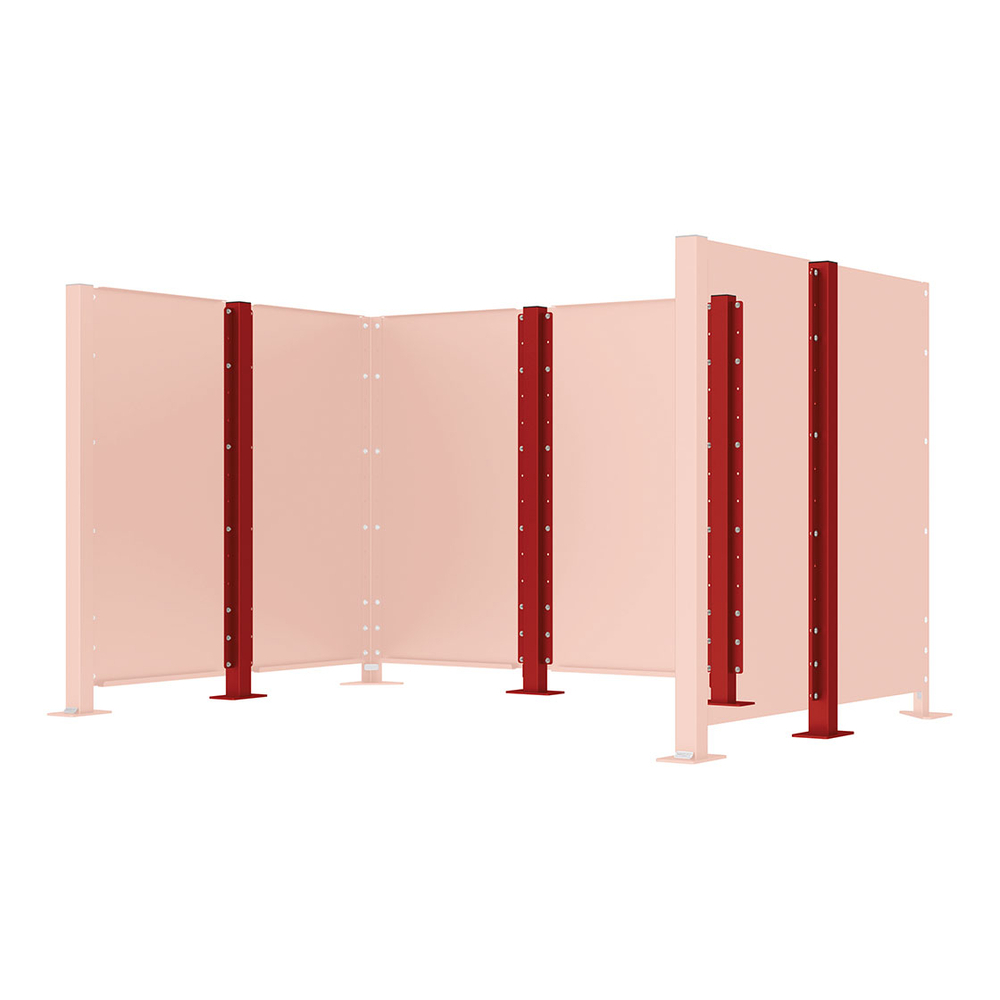 Poteau cache-conteneurs modulable peint sur Galva RAL3004 - Poteau intermédiaire sur platine fixe - PROCITY - 208197.3004